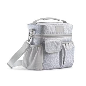 Montauk Lunch Kit - Feline Fine Stone Gray: Insulated Leopard Spot Lunch Box Set