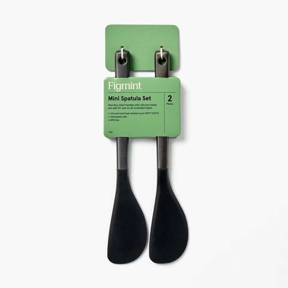 2pk Mini Spatula Set Matte Black - Stainless Steel Cookware Utensils, Dishwasher-Safe, Adult Kitchen Tools - Image 4