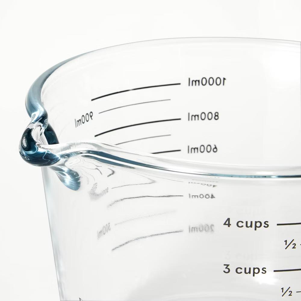 4 Cup Glass Measuring Cup Clear - Borosilicate, Microwave & Dishwasher Safe, 32oz Capacity - Image 4