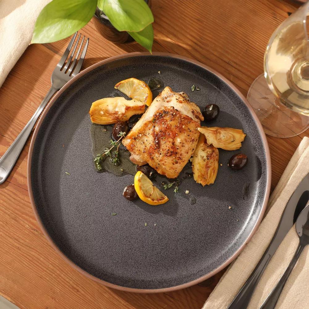 Abbey Circle 12 Piece (Service for 4) Plates and Bowls Reactive Matte Glaze Dishes Stoneware Ceramic Dinnerware Set - Image 13