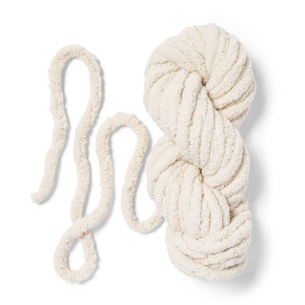 Large Knit Blanket Craft Kit Cream - Finger Knitting Yarn DIY Art Kit for Adults - Image 2