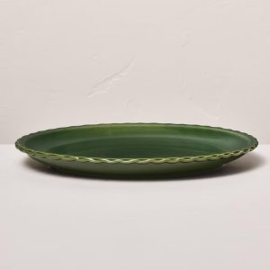 10.5" Pinched Edge Stoneware Plate - with Magnolia