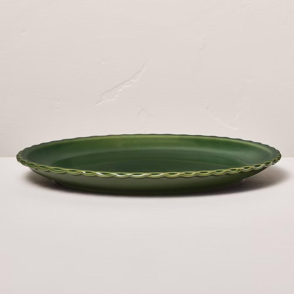 10.5" Pinched Edge Stoneware Plate - with Magnolia