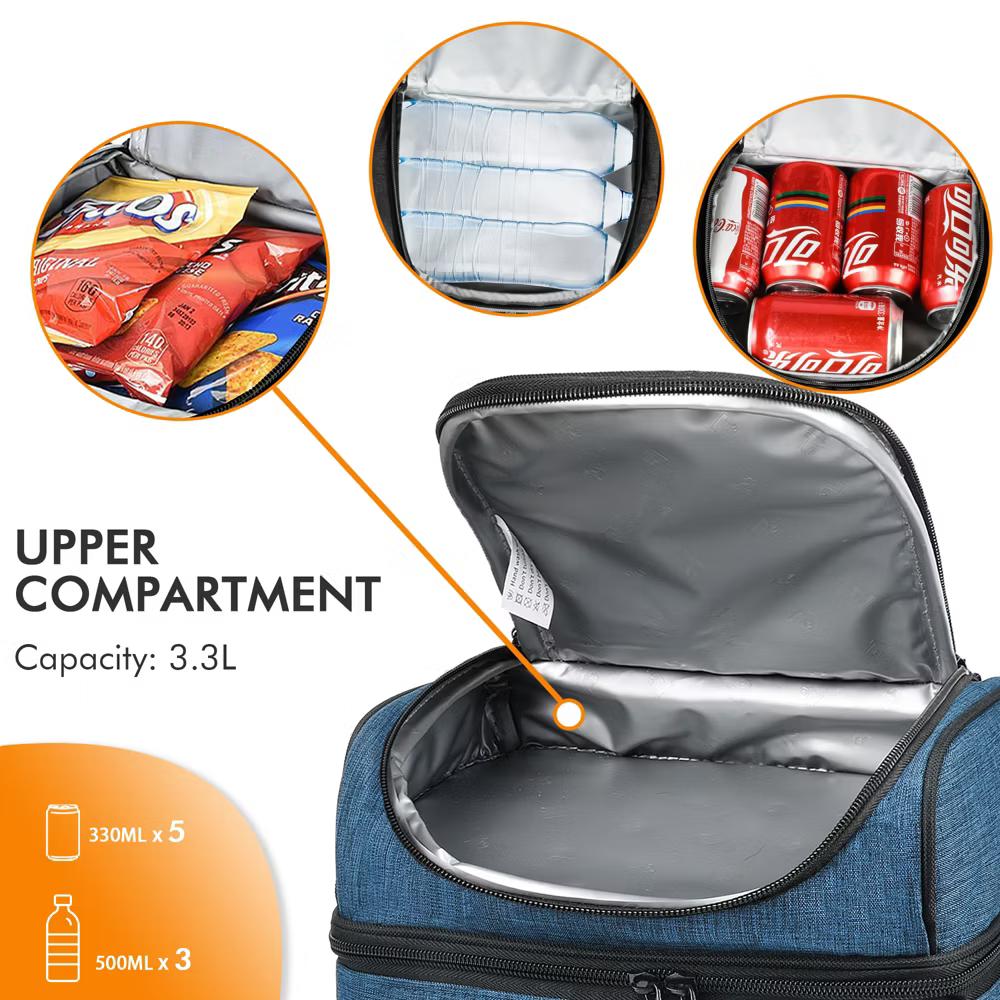 Dual Compartment Insulated Lunch Bag, Leakproof Lunch Tote with Front Pocket, Insulated Lunch Cooler Bag with Back Mesh Pocket - Image 22