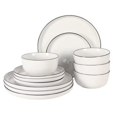 Oslo 12 Piece Porcelain Dinnerware Set – Dinner Plates, Salad Plates & Bowls, Classic White Everyday Dish Set, Dishwasher Safe - Image 4