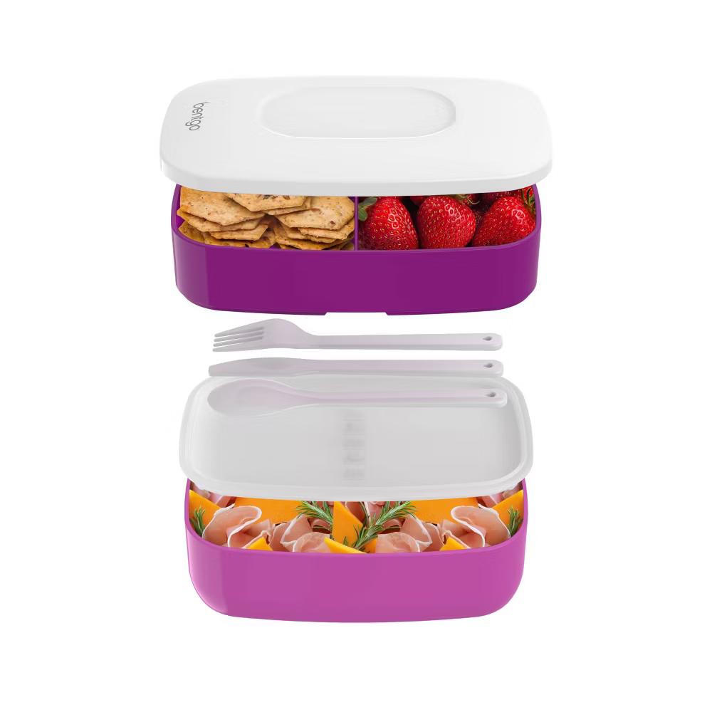 Classic All-in-One Stackable Lunch Box Container with Built in Flatware - Image 35