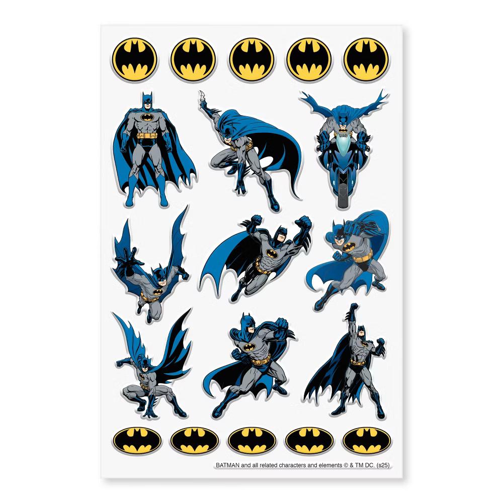 Warner Bros Batman Puffy Stickers for Kids, 3D Classic Batman and Bat Signal 19ct, 1 Sheet