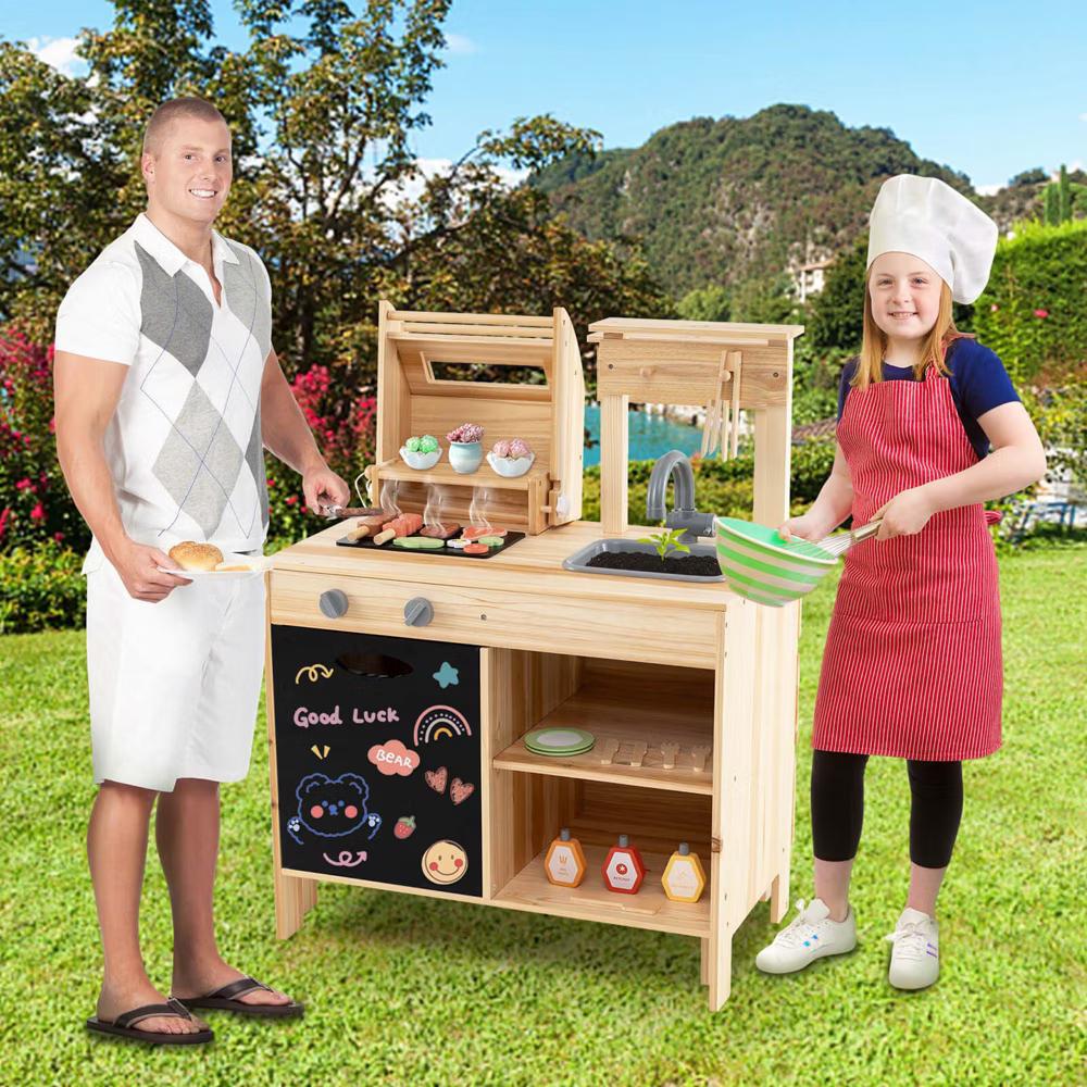 Wooden Barbecue Grill Playset with Play Food Grilling Tools & Accessories - Image 5