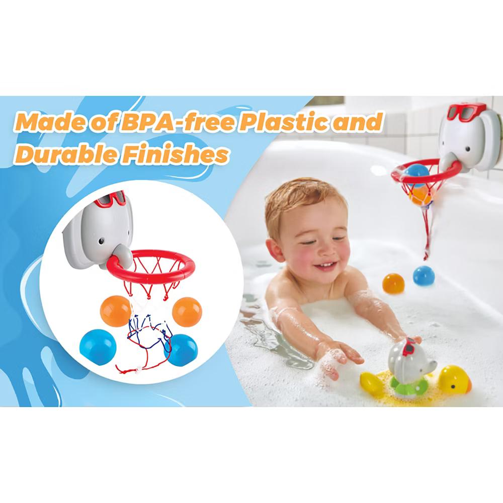 Hape: Elephant Pal Bathtub Basketball Hoop with 4 Floating Soft Balls - Image 6