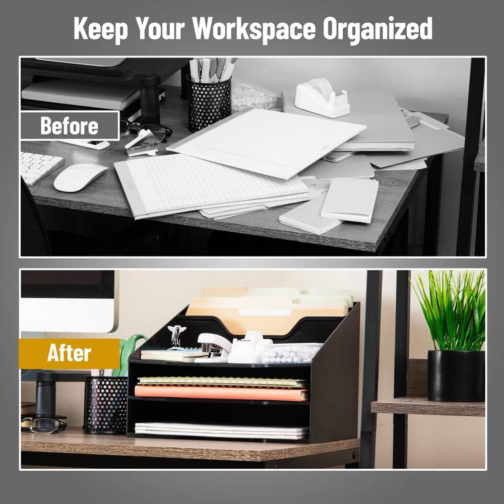 3-Tier Plastic Desk Organization Set Black - Image 5