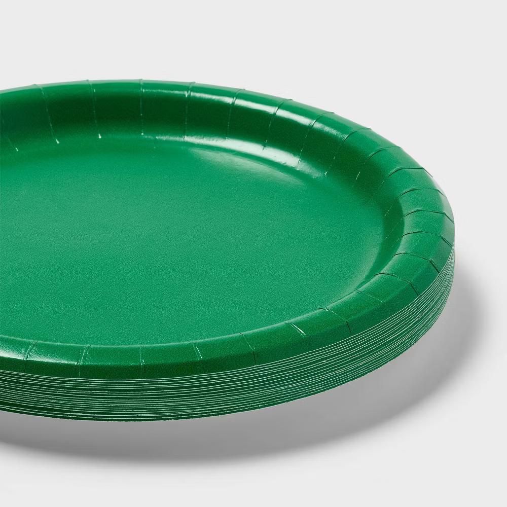 20ct Green Dinner Paper Plates - Image 2