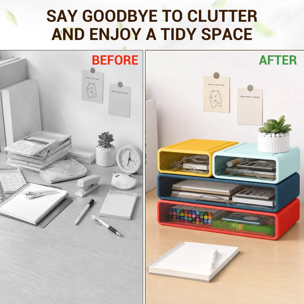 Stackable Storage Drawer with Dividers, Transparent PP Material Desktop Organizer, Durable Thickened Storage Container - Image 21