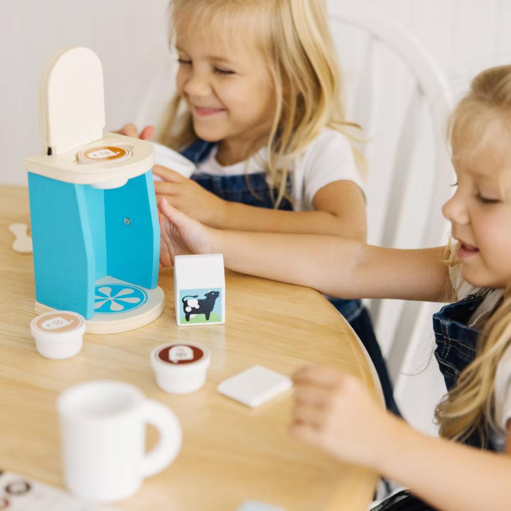 11-Piece Brew and Serve Wooden Coffee Maker Set - Play Kitchen Accessories - Image 9