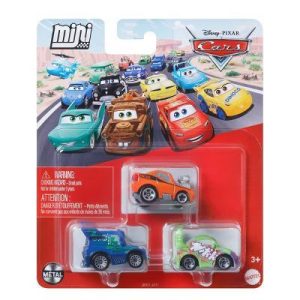 Pixar Cars Die Cast Metal Mini Racers DJ, Snot Rod & Wingo Car 3-Pack