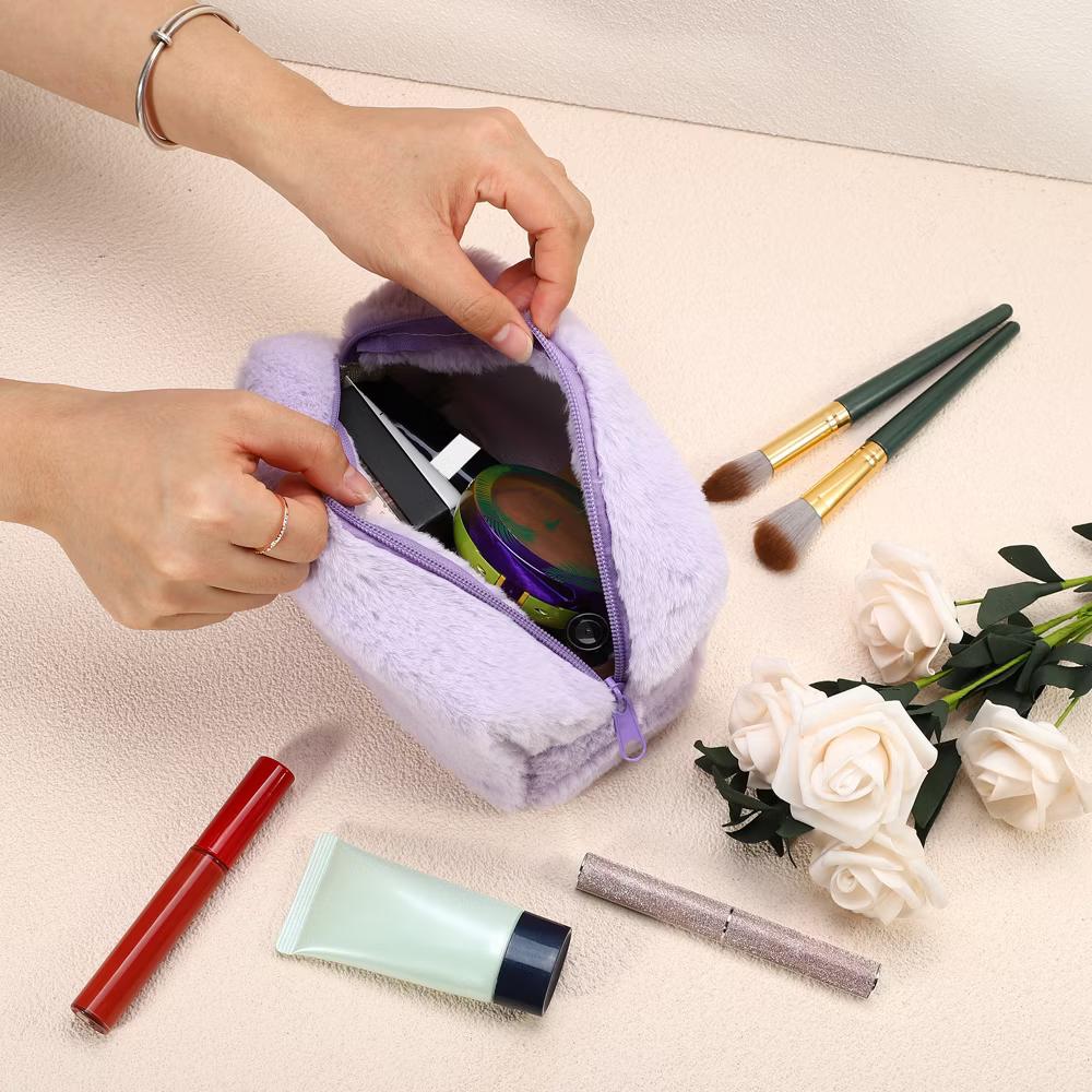 Cosmetic Travel Zipper Multi-functional Small Plush Makeup Bag 1 Pc - Image 18