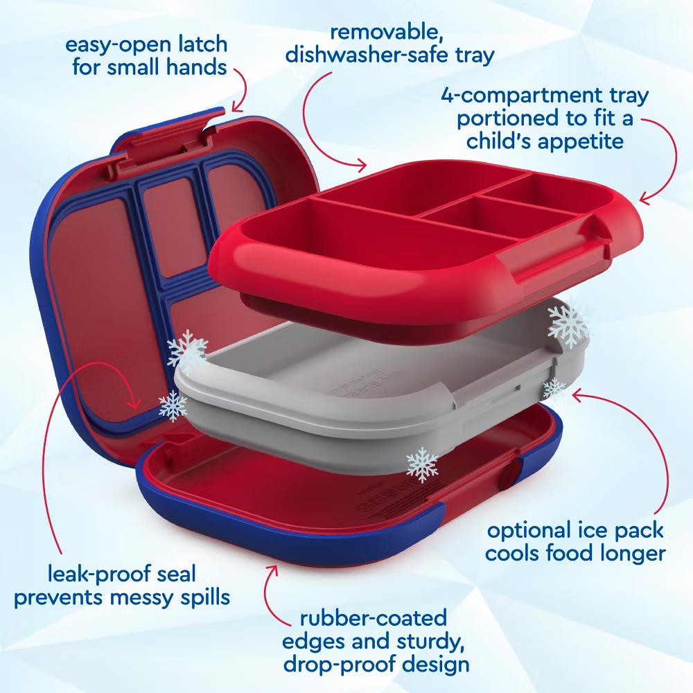 Kids' Chill Lunch Box, Bento-Style Solution, 4 Compartments & Removable Ice Pack - Image 19