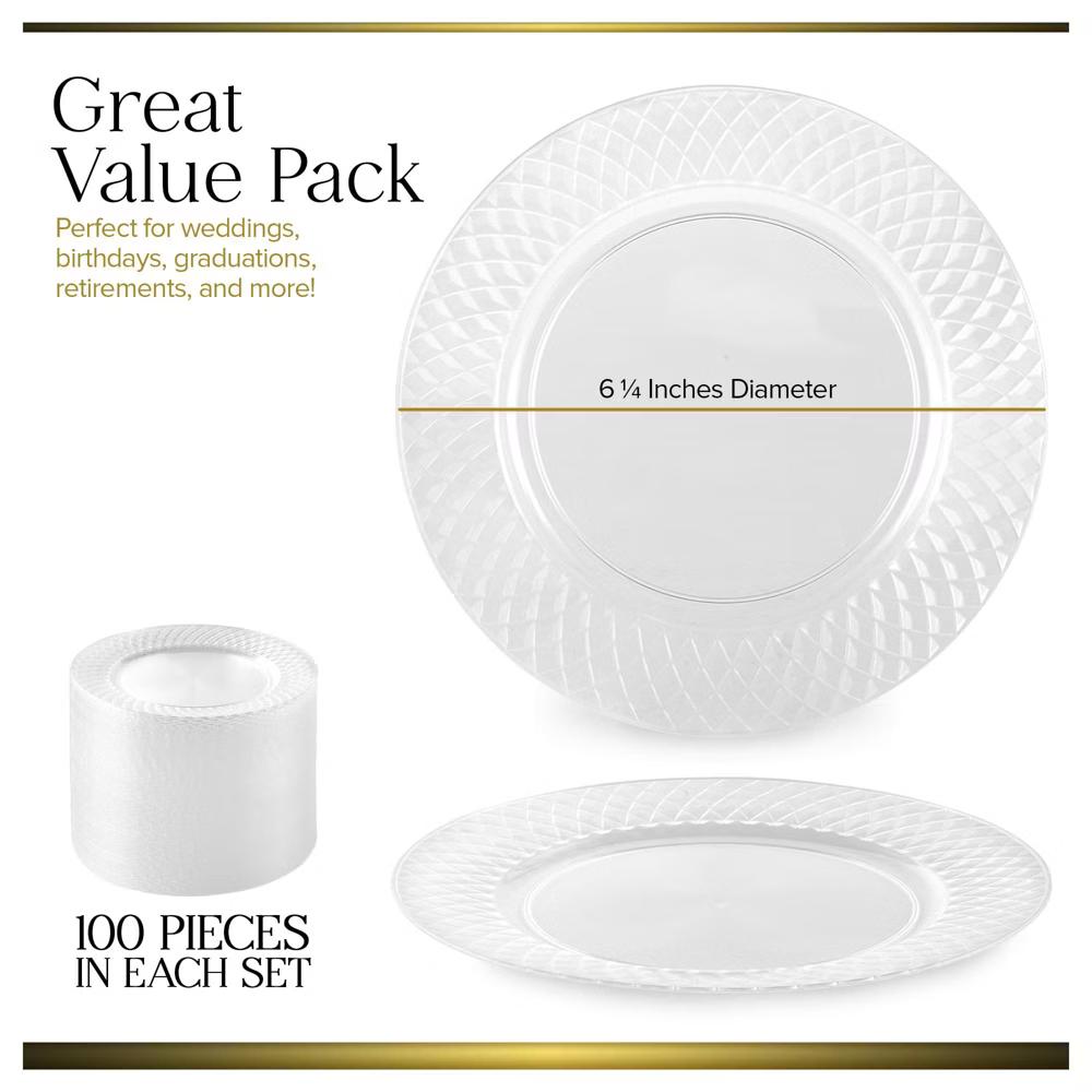 Stock Your Home 6-Inch Premium Clear Plastic Dessert Plates (100 Pack) - Image 7
