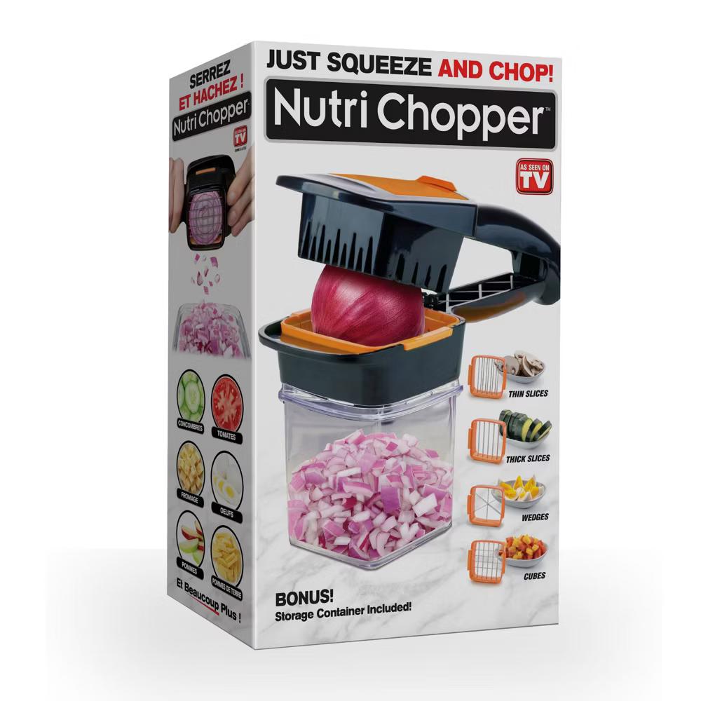 NutriChopper Handheld Vegetable and Fruit Chopper with 4 Stainless Steel Blades & Catch Container - Image 11