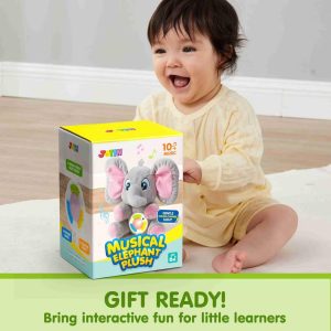 Musical Elephant Plush Baby Learning Toys Stuffed Animal with Music Light, Soft Plush Toys Christmas Birthday Easter Gifts for 6M+Infant Babies