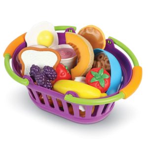 New Sprouts Breakfast Basket: Pretend Play Food Set, 16 Pieces, Enhances Social Skills