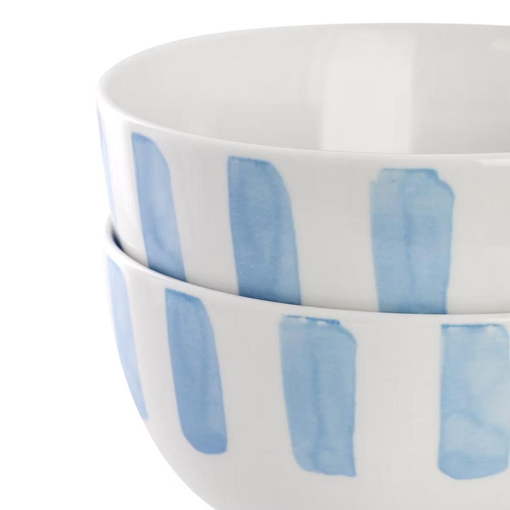 Picnic 2 Piece Fine Ceramic Cereal Bowl Set in Green