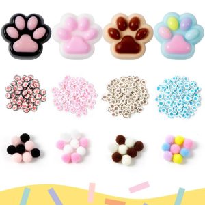 4 Pcs Cat Paw Taba Squishy Toys, Soft Fufu Mochi Squeeze Fidget Toys, Anxiety Stress Relief Toys, Cute Party Favor Presents for Adults Kids
