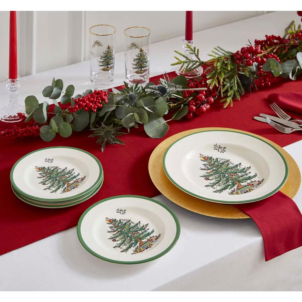 Spode Christmas Tree 8 Inch Salad Plates, Set of 4, Holiday Earthenware Tableware Gift, Festive Small Dinner Plate, Made in England - Image 4