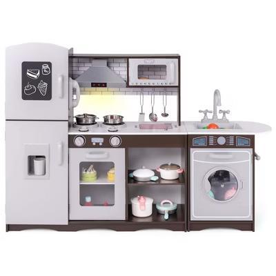 Kids Kitchen Playset with Realistic Lights & Sounds Ice Maker Stoves Sink Oven