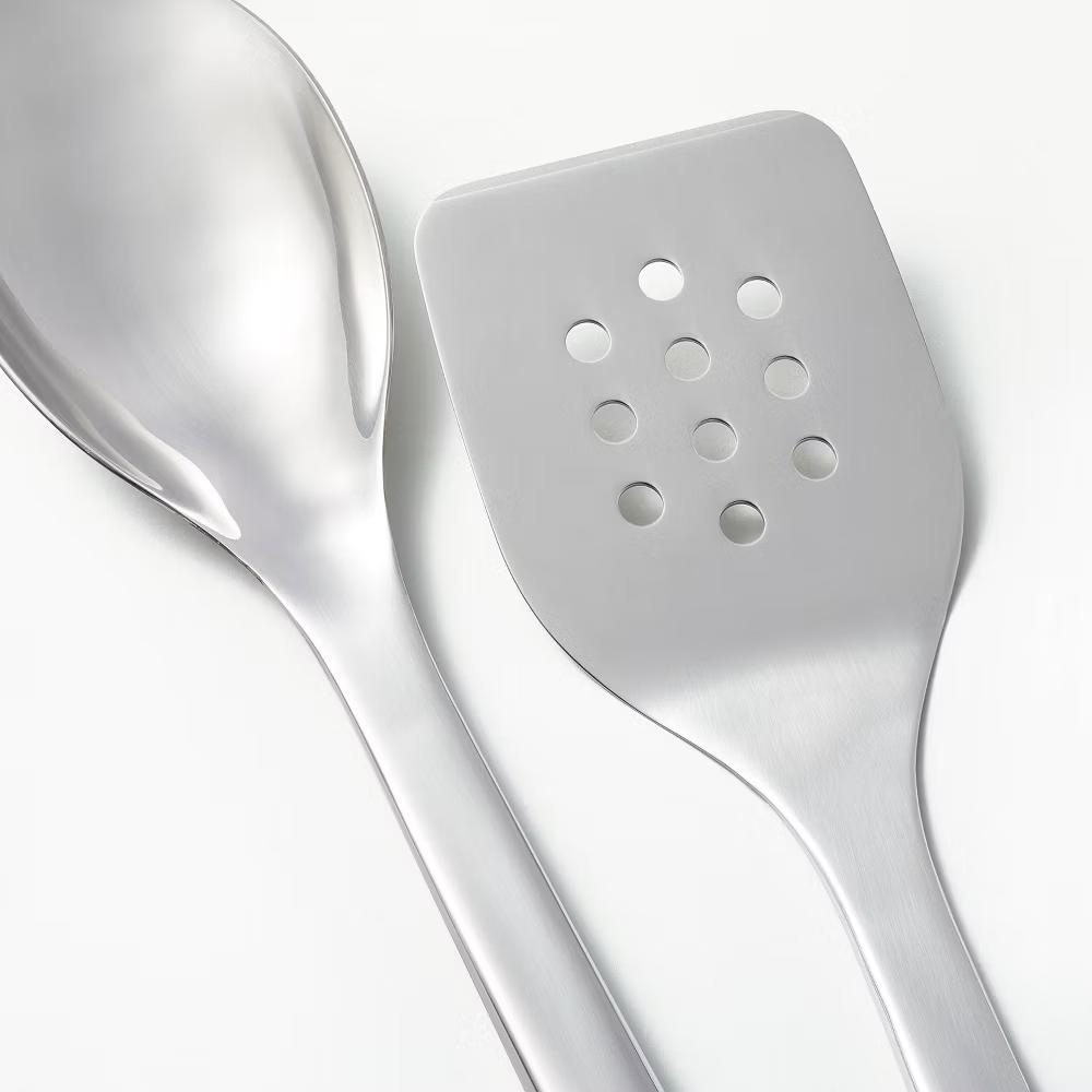 10pc Stainless Steel Kitchen Utensil Set Silver - Dishwasher-Safe Cooking Tools for Adults - Image 3