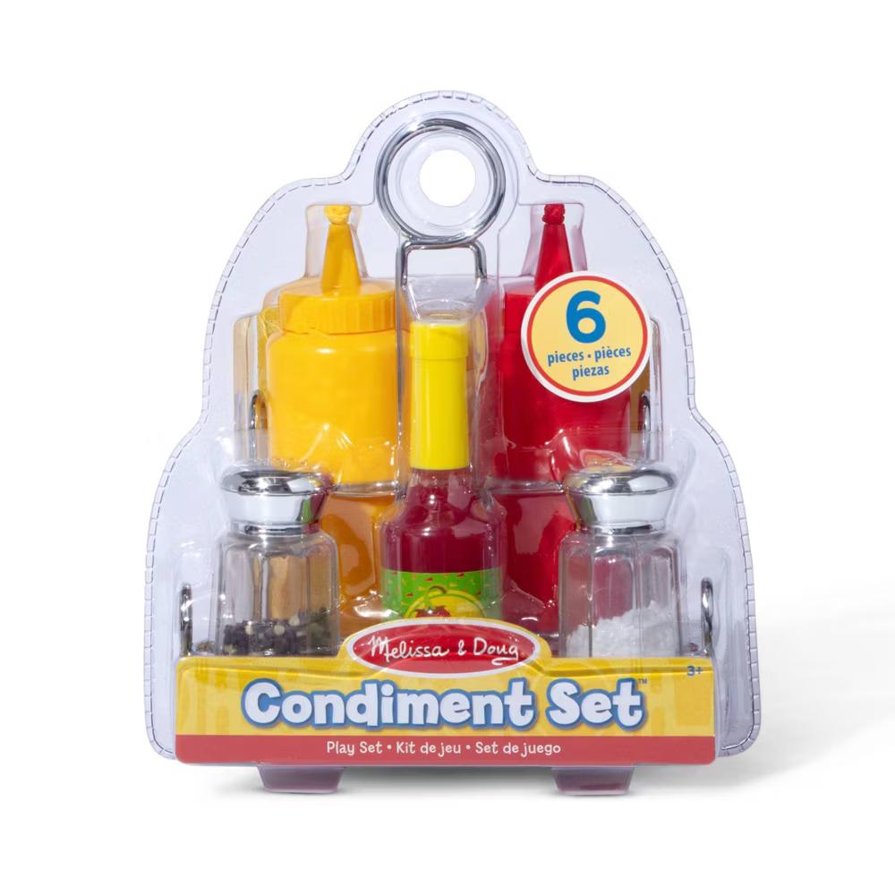Condiments Set (6pc) - Play Food, Stainless Steel Caddy: Pretend Kitchen Toys, Fine Motor Skills - Image 9
