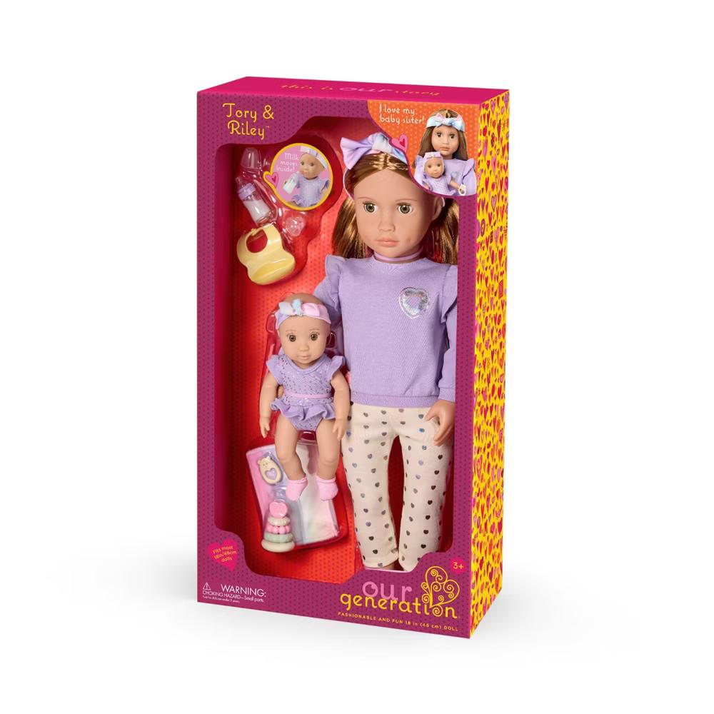 Tory & Riley 18" Babysitter Doll & Baby Doll Sister with Accessories Playset: Plastic & Polyester Doll Set - Image 10