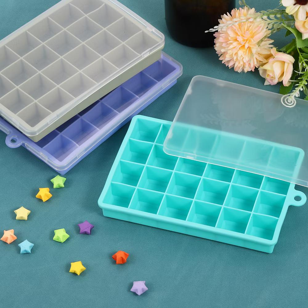 Square Silicone Ice Cube Tray with Lid for Freezer 24 Cube Per Trays 2 Pcs - Image 3