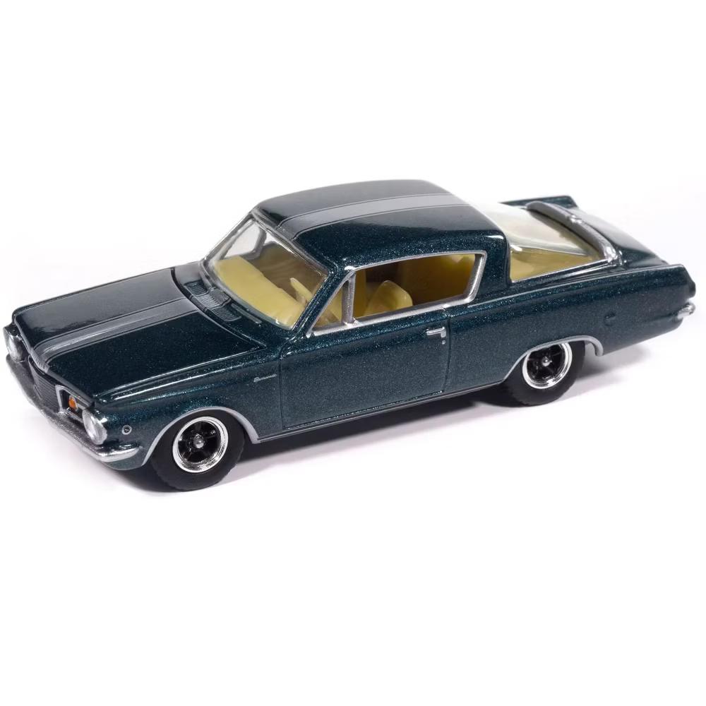 1965 Plymouth Barracuda Formula S Dark Blue Metallic with Silver Stripe "Vintage Muscle" 1/64 Diecast Model Car - Image 3