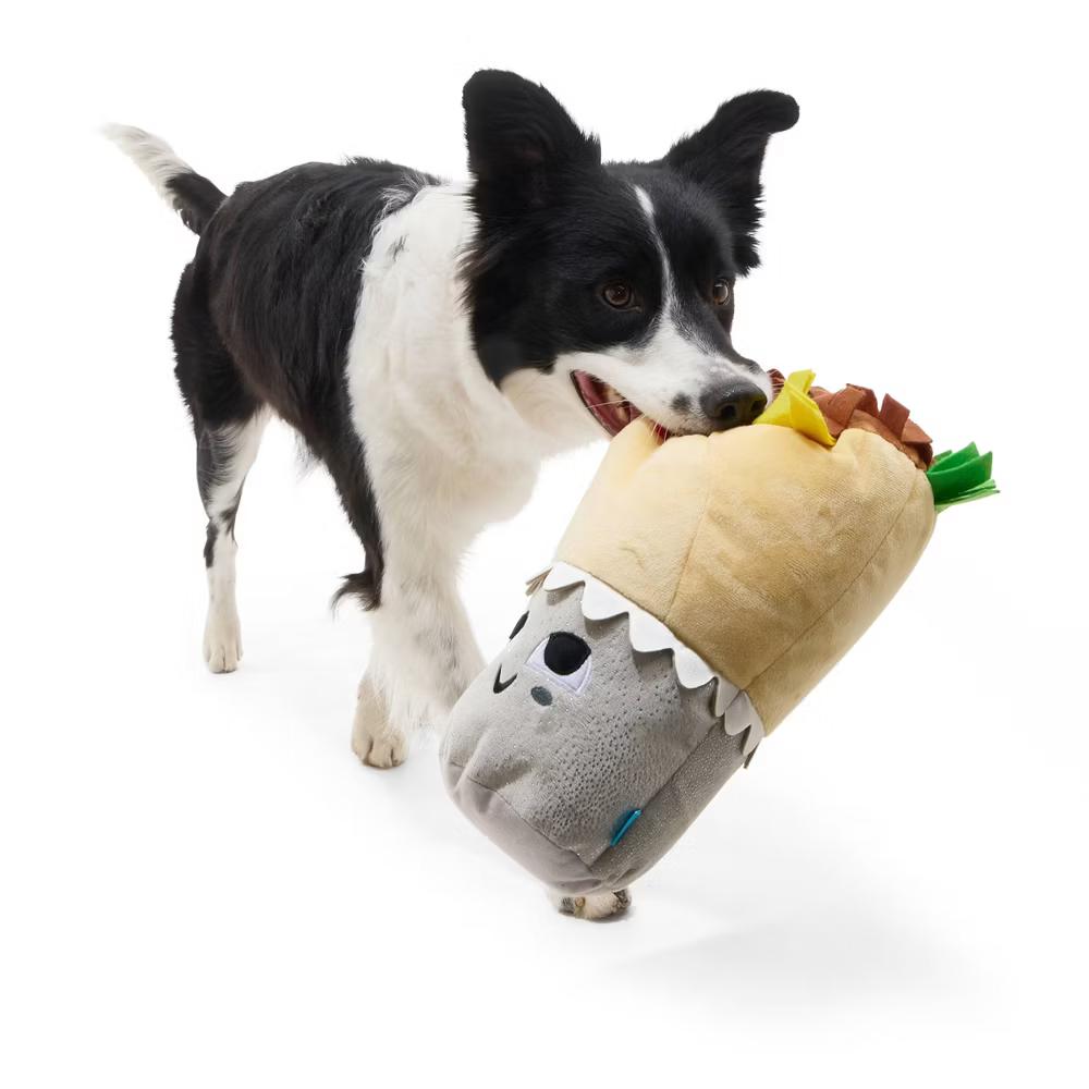 Burrito Dog Toy - Benny Bean Burrito: Squeaks, Crinkles, Snuffle Mat, Chewable