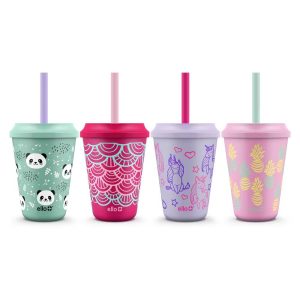 12oz 4pk Plastic Chameleon Color Changing Cups with Twist on Lids