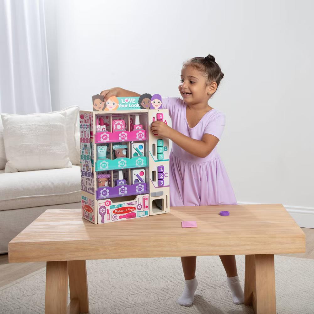 Sort, Stock, Select Beauty Kiosk Vending Machine Play Set, Pretend Makeup Wooden Toy - Image 8