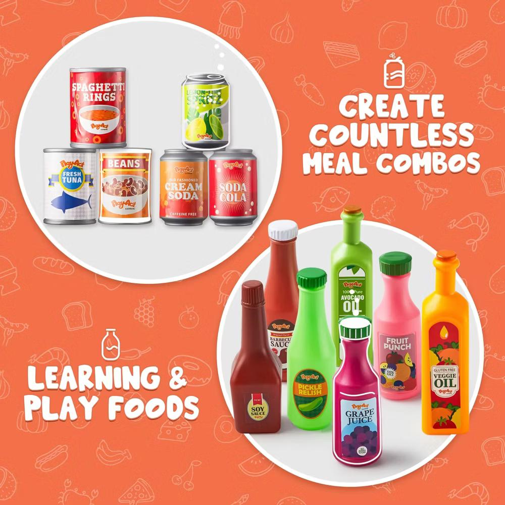 30 Pcs Play Food Grocery Cans, Party Play Set, Play Kitchen Accessories, Gifts & Indoor Toys for Kids Toddlers 3 4 5 6 Years Old - Image 3