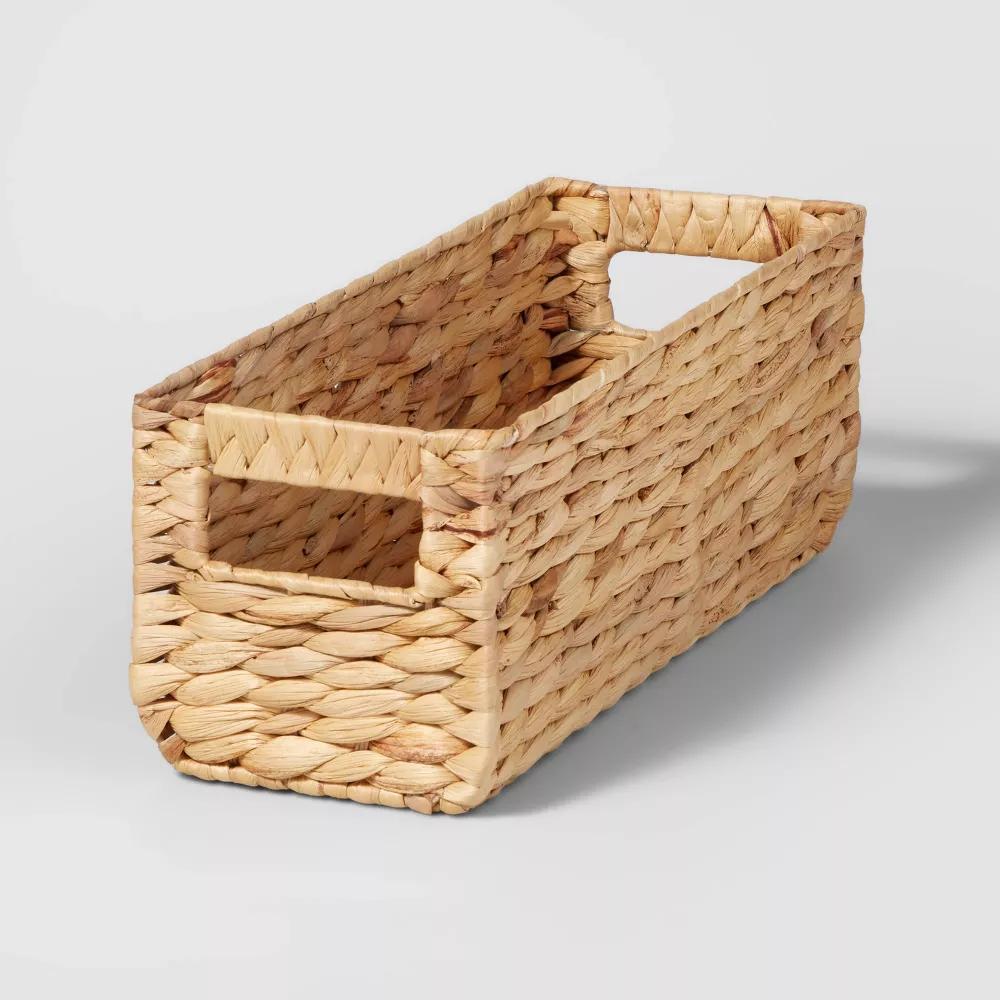 Woven Water Hyacinth Rectangular Basket - Image 2