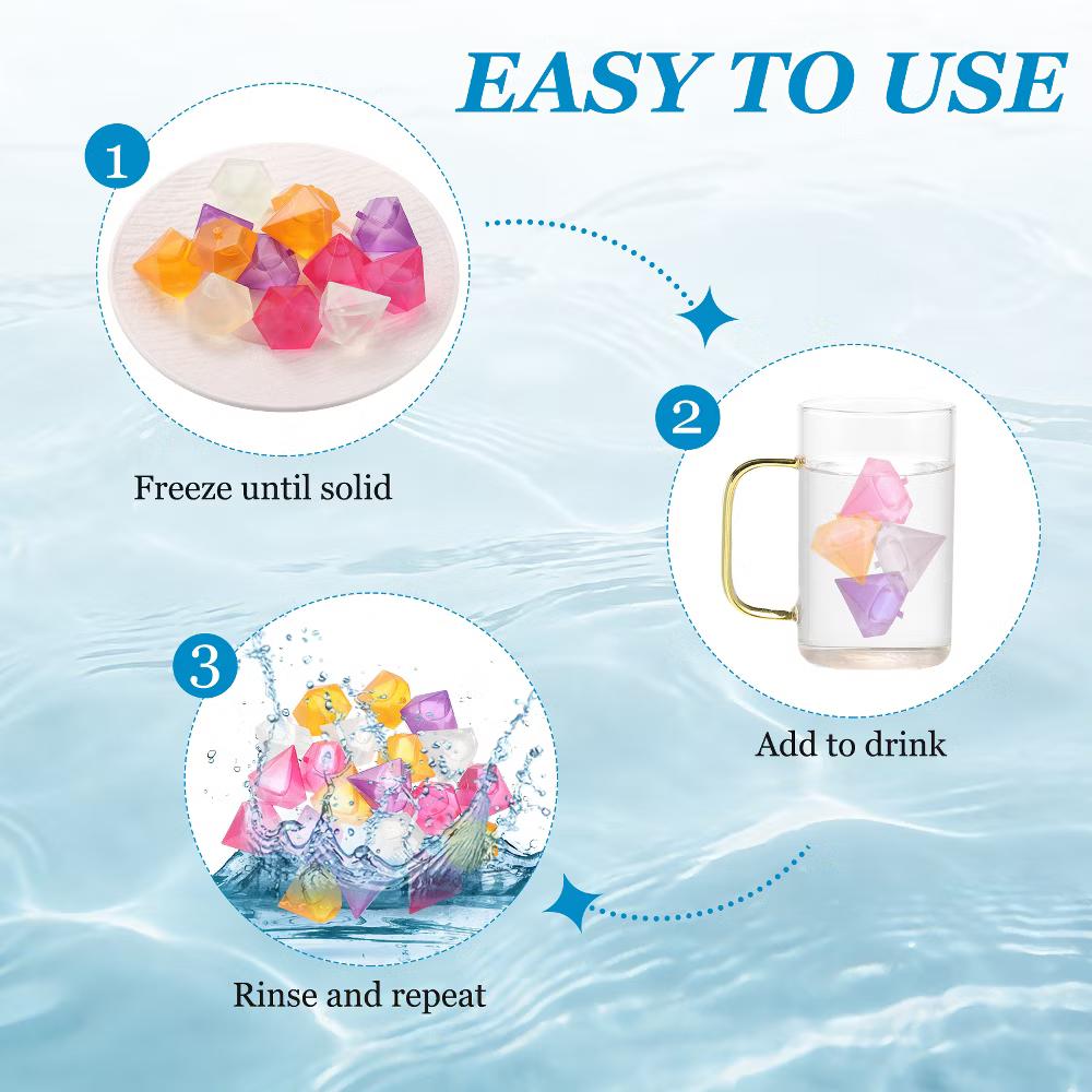 Plastic Reusable Diamond Shape Ice Cube Tray 3 x 3cm / 1.18 x 1.18 Inch Purple/Clear/Orange/Pink 24 Pcs - Image 6