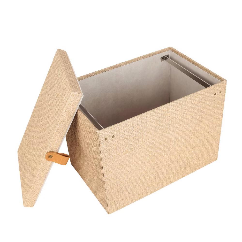 Woven File Box Taupe - Office Desk Organizer, Supplies Holder, 11.5" H x 14" D x 9" W - Image 5