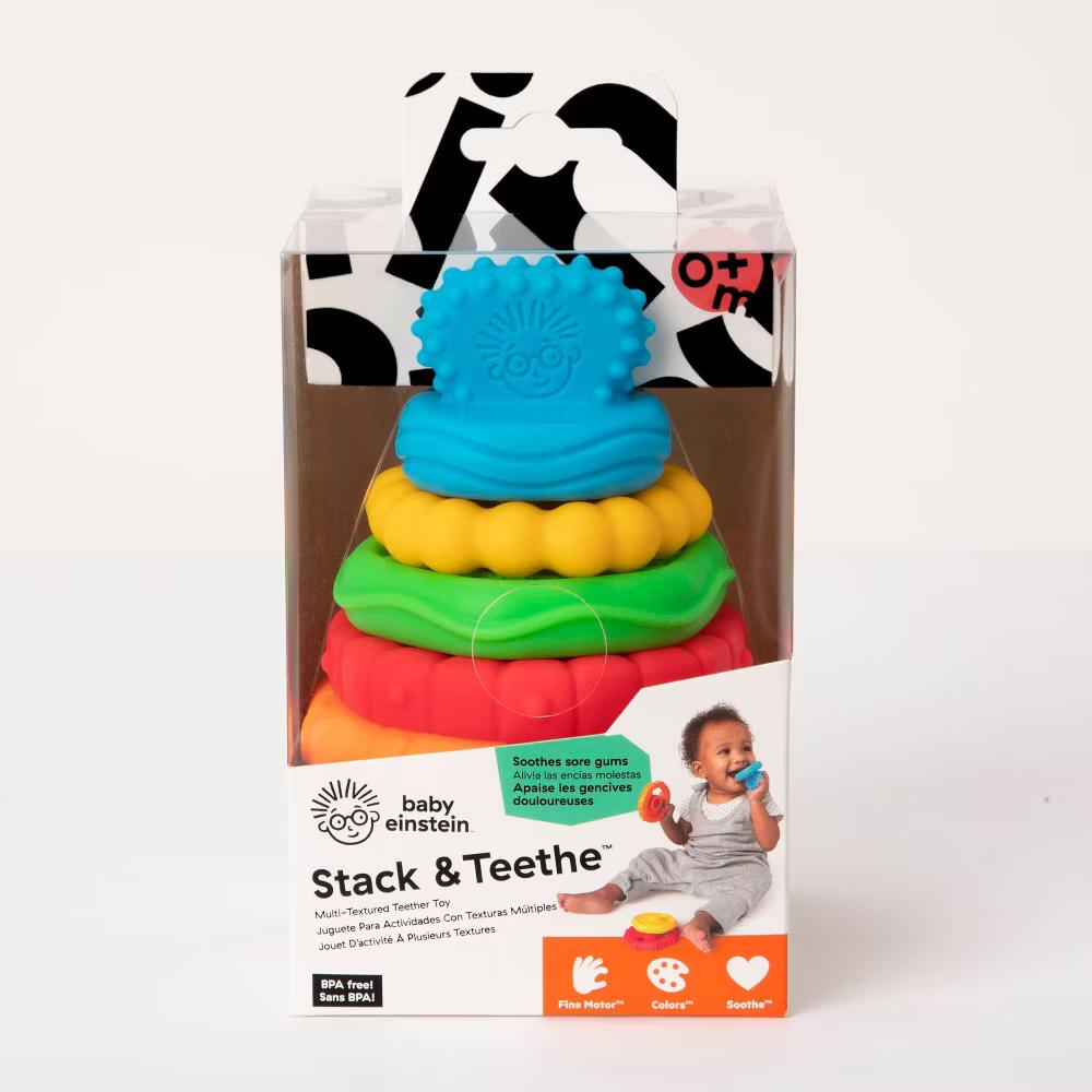 Baby Einstein Stack & Teethe Multi-Textured Teether Toy: BPA-Free, Multiple Activities, Sensory Development - Image 3