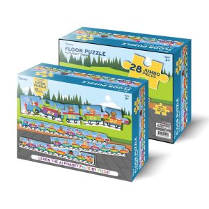 Darice Alphabet Train Floor Puzzle for Kids – 28 Jumbo Pieces, 10-Foot Long Educational ABC Jigsaw Puzzle – Learn Letters & Animals, Ages 3+