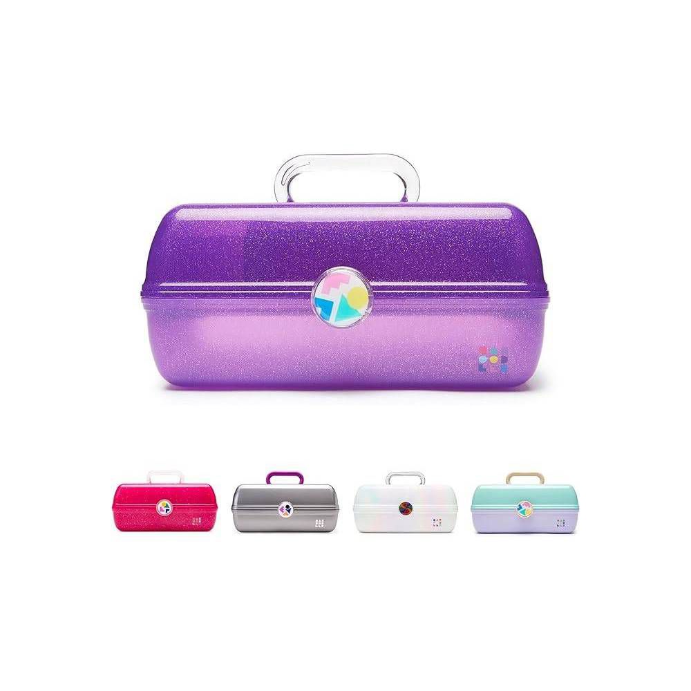 Caboodles On the Go Girl Makeup Bag -Purple Jelly Sparkle: Latches, 13" Depth, Not Travel Size - Image 2