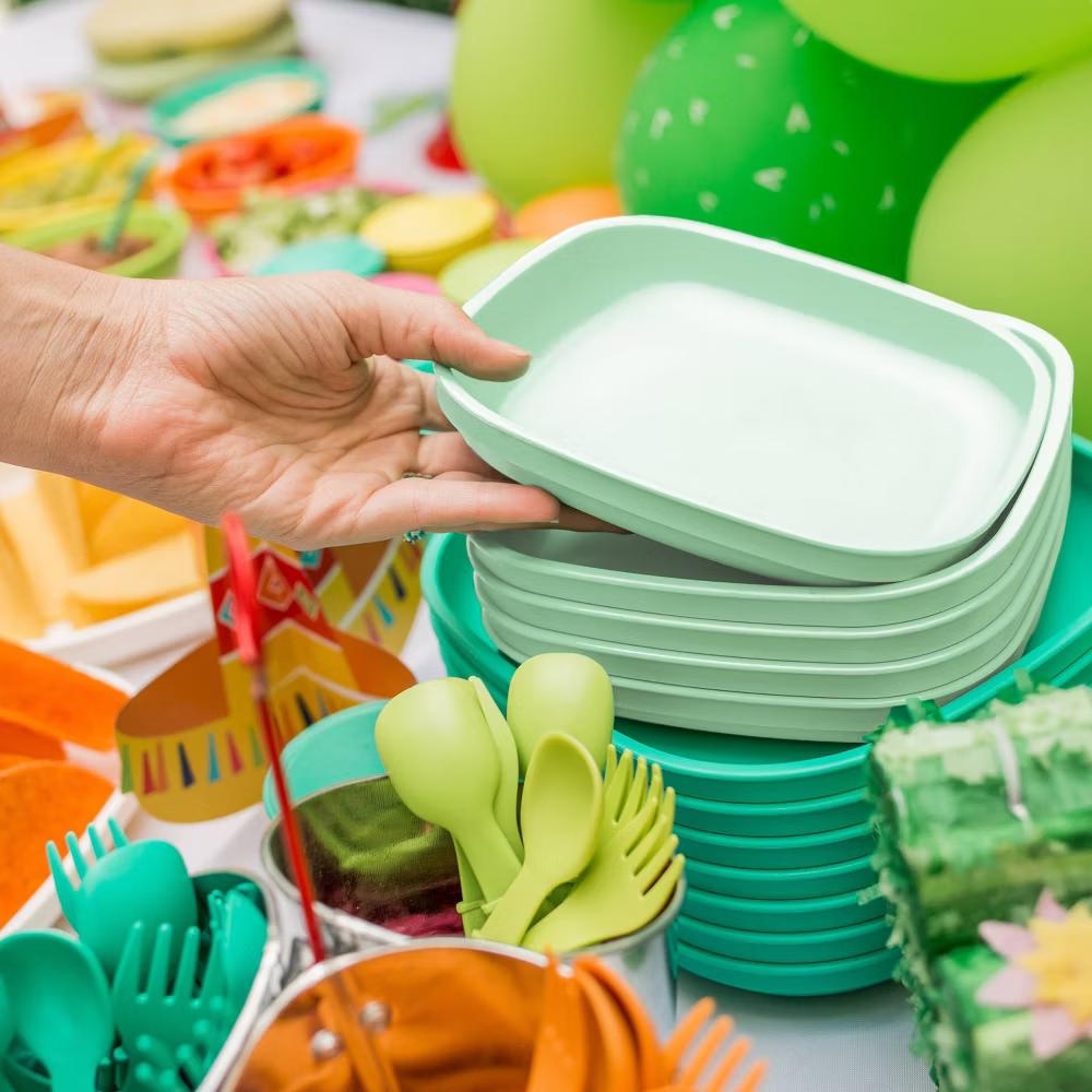 Re-Play 4pk Flat Plates - Sedona: Reusable, BPA-Free, Break-Resistant, 70% -Consumer Recycled - Image 2