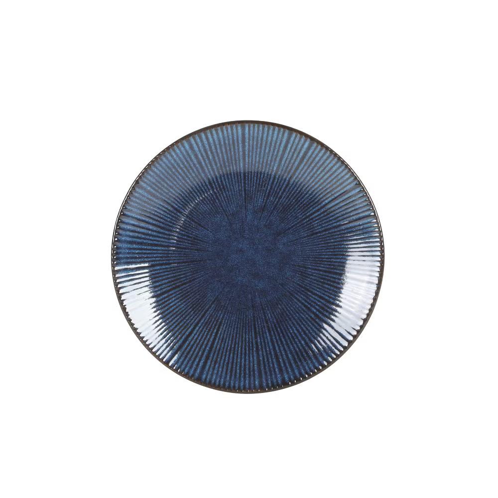 Midnight Luna Plates and Bowls Sets, 12-Piece Stoneware Dinnerware Sets, Reactive Glaze Dish Set - Blue - Image 8