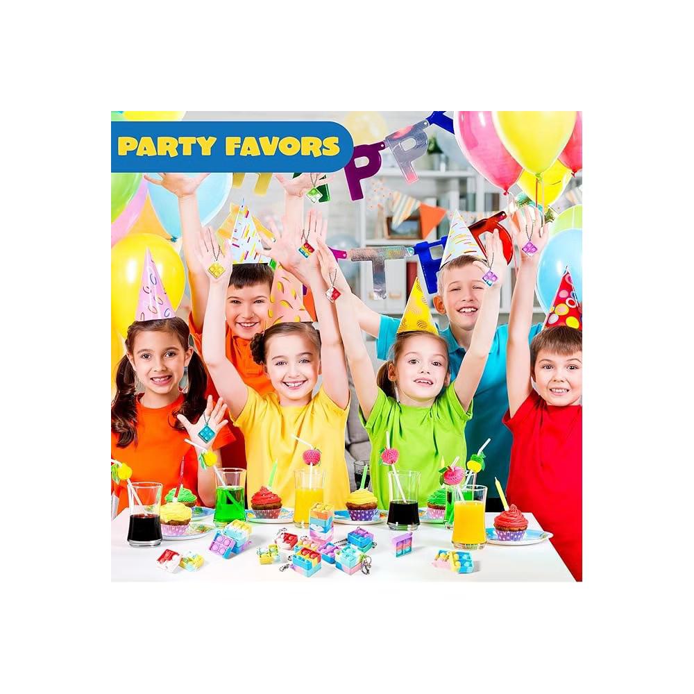 30Pcs Pop Fidget Toys Pop Fidget Keychain Rainbow Bubble Popping Game Mini Fidget Toys Bulk Party Favors for Kids, Sensory Fidget Toys - Image 8