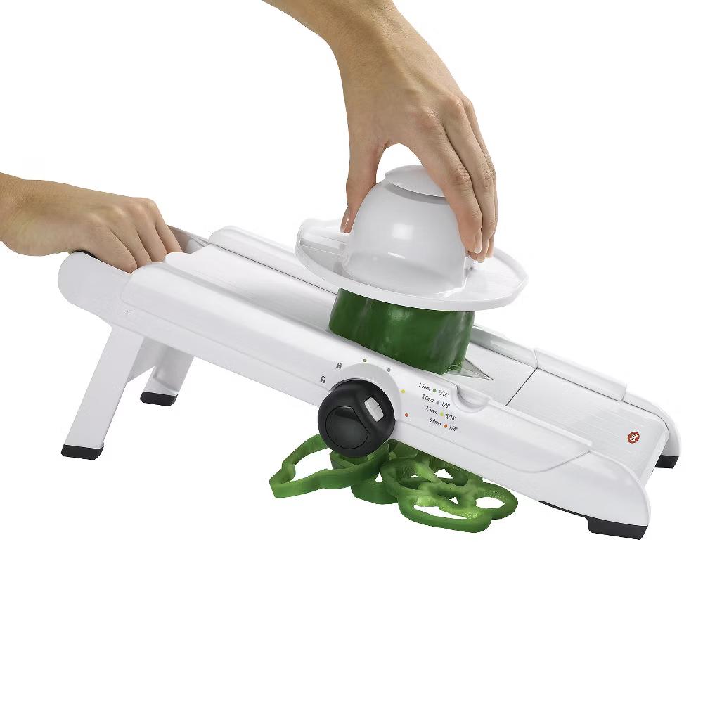 VBlade Mandoline Slicer: ABS & Stainless Steel, 4 Blades, Dishwasher-Safe, Vegetable & Potato Slicer, White - Image 2