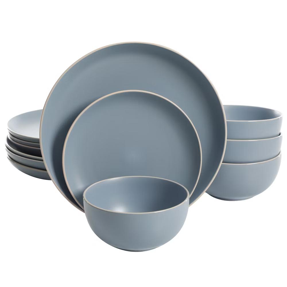 Rockaway 12 piece Dinnerware Set, Plates and Bowls Service for 4 - Image 13
