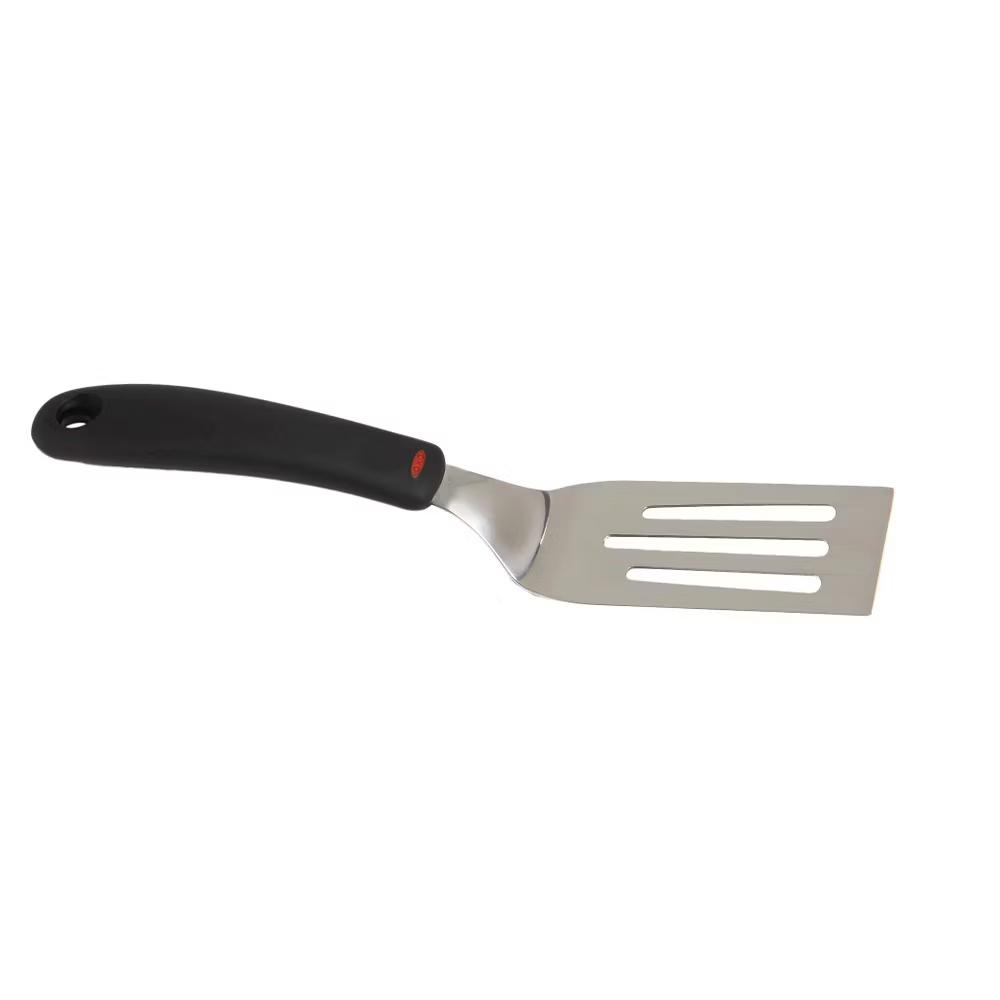 Cut and Serve Turner: Stainless Steel Small Metal Spatula, Kitchen Utensil, Dishwasher-Safe, Black Handle - Image 2