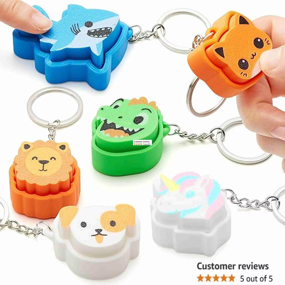 12 Pcs Animals Fidget Clicker Toys Sensory Fidget Toys Keychain for Relief Stress Anxiety Hyperactivity Birthday Gifts Goodie Bags Stuffers